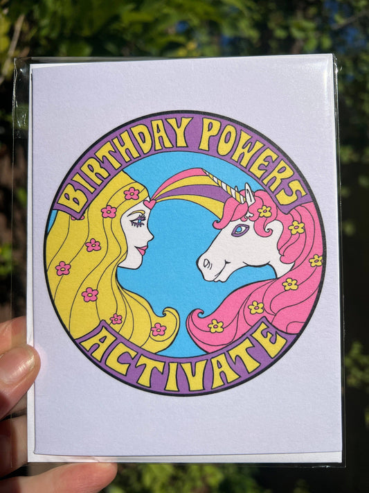 Astral Weekend - Birthday Powers Activate Unicorn Greeting Card - Liliac