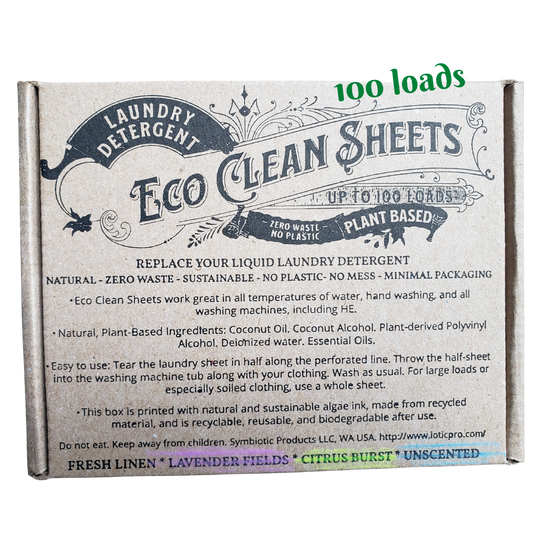 Symbiotic Products - Eco Clean Sheets - Détergent à lessive concentré - 100 brassées - Citrus Burst