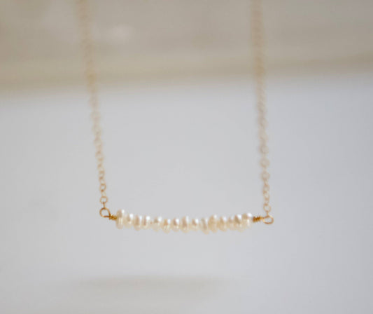 Creations by Kristel - Tiny Pearl Bar Necklace