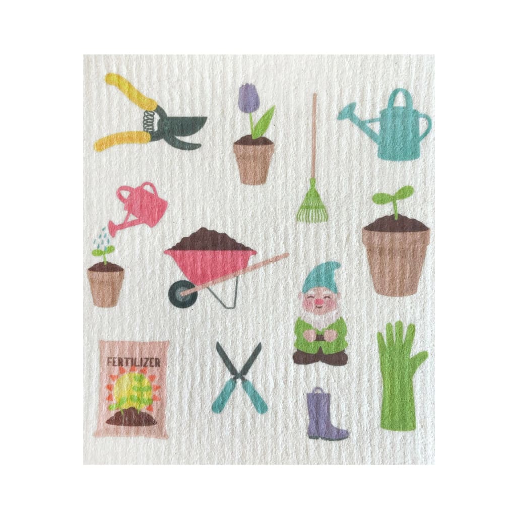 Ink and Fiber Designs - Garden with Gnome Swedish Sponge 