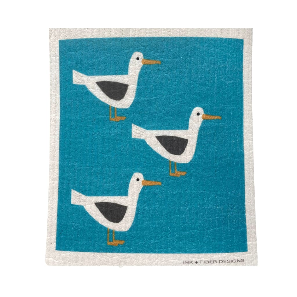 Ink and Fiber Designs - Seagull Bird Swedish Dishcloth -