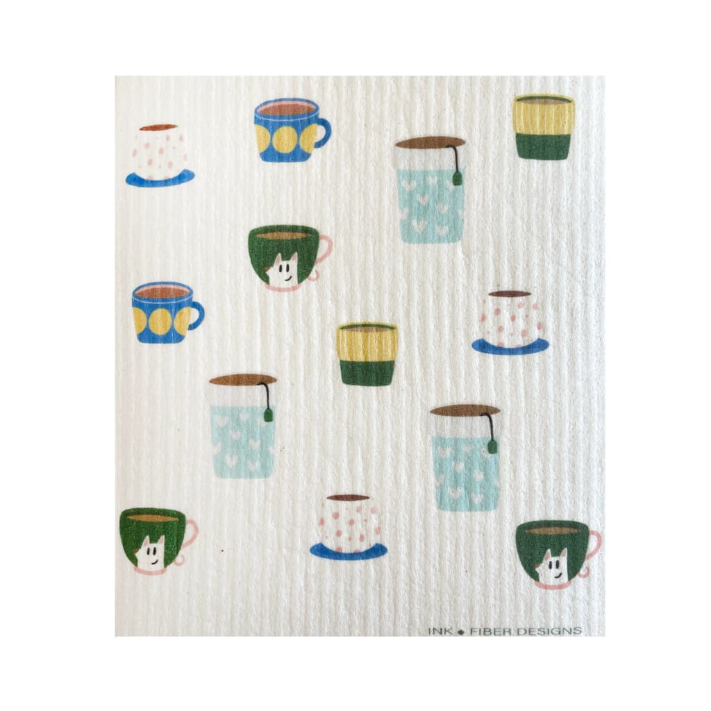 Ink and Fiber Designs - Tea and Coffee Swedish Dishcloth -