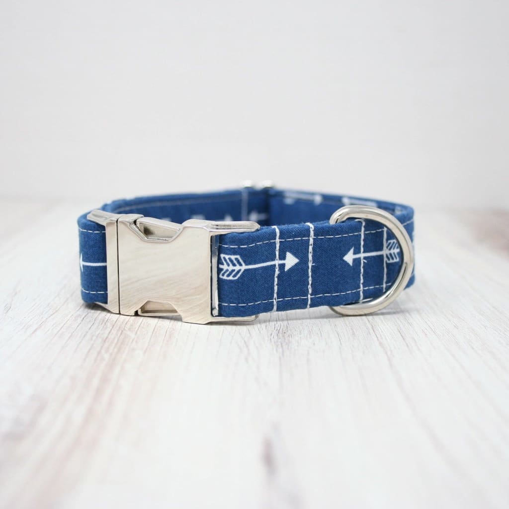 The Oxford Dog - Blue Arrows Dog Collar & Leash - TEACUP - 
