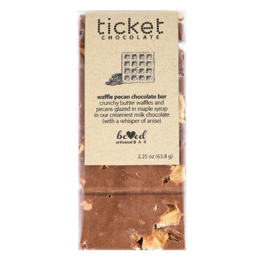 Ticket Chocolate - Artisan Chocolate Bars - Waffle Pecan - 