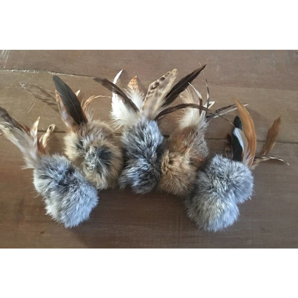 Tilth & Oak Whiskers 'n Paws - Birbits (Bird/Rabbit) Natural Handmade Rabbit Fur & Feathers Cat Toy