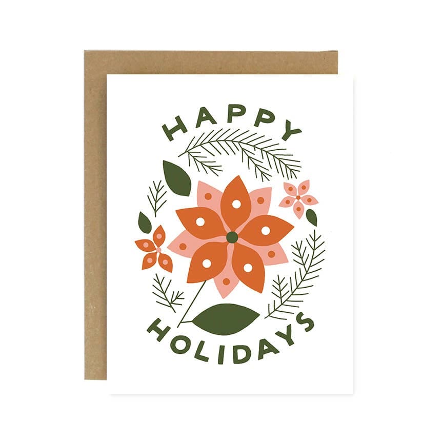 Worthwhile Paper - Happy Holidays Poinsettia Card - Home & 